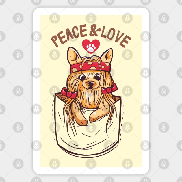 Cute Yorkie Hippie In Pocket Magnet by Hypnotic Highs